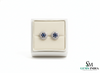 Round Blue Sapphire & Diamond Cluster Stud Earrings in 18k Gold – Vintage Halo Style