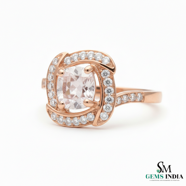 Elegant Cushion Morganite Ring with Diamond Halo - Morganite bridal ring