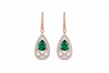 Luxury Natural Emerald Teardrop Earrings with Diamond Border 14K Gold