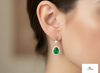 Vintage-Style Natural Emerald Halo Drop Earrings Elegant Pear Shape Green Gemstone Jewelry