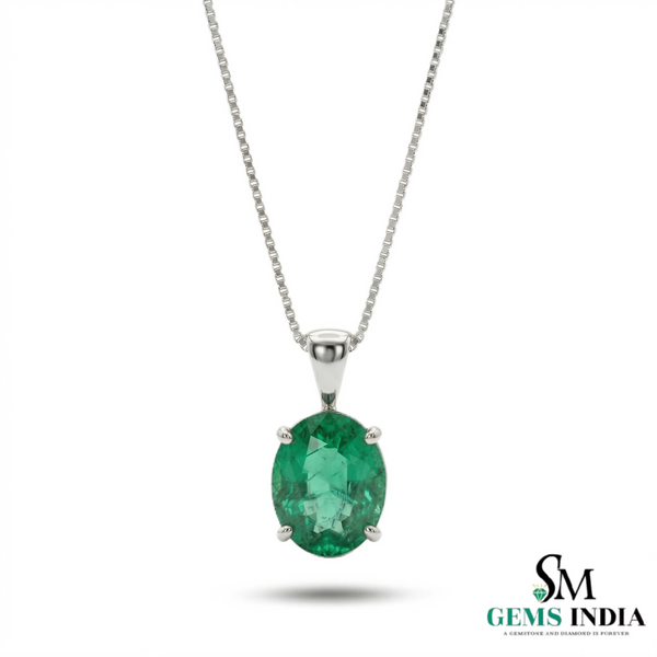 Oval Cut Emerald Pendant in 14k Gold – Classic Solitaire Design