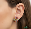 2.80 Carat Oval Rainbow Multi Gemstone Cluster Studs Fine Jewelry