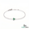 Round Emerald Clover Bracelet in 14k Gold – Dainty Minimalist Chain Bracelet