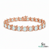 Elegant Oval Aquamarine Diamond Bracelet with Curved Diamond Links
