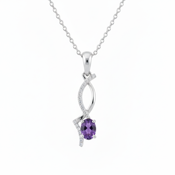 Natural Oval Tanzanite Twisted Diamond Pendant