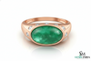 Real Emerald Cabochon Men's Ring - 18k Gold & Diamond May Birthstone