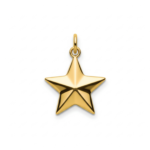 14K Solid Yellow Gold Star Design Pendant For Daily Use