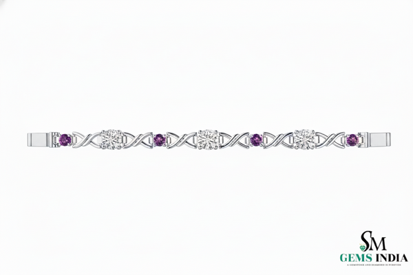 Infinity Link Amethyst Diamond Bracelet for Women - Fine Gold Jewelry