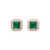 Elegant Octagon cut Natural Emerald Green Stud Earrings with Dazzling Halo