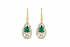 Luxury Natural Emerald Teardrop Earrings with Diamond Border 14K Gold