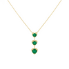 Triple Heart Design Round Natural Emerald Pendant in 14k Gold Romantic May Birthstone Gift