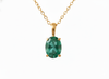 Oval shape Natural Emerald Pendant Necklace in 14k Solid Gold May Birthstone