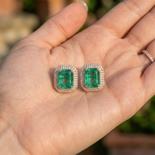 Natural Emerald Cut 4.10 Carats Women Stud Earrings