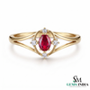 Vintage Style Oval Ruby and Diamond Ring - Romantic Ruby Jewelry