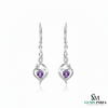 Elegant Heart-Shaped Amethyst Drop Earrings With Diamond