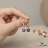 Cushion Cut Amethyst Drop Earrings with Diamond Leverback