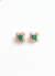 Square shape Natural Emerald Halo Studs with Diamond Accents – Fine Gold Earrings