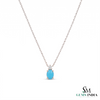 Oval Turquoise Gemstone Pendant With Diamond Accent – Gift For Her