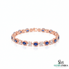 Blue Sapphire & Diamond Flower Bracelet in 14k and 18k Gold – Elegant Women’s Bracelet