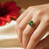 Oval Natural Emerald 2 carat Engagement Ring in 14K Gold Minimalist Fine Jewelry