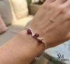 Round Three Stone Ruby Bracelet in Gold - Minimalist July Birthstone Bracelet