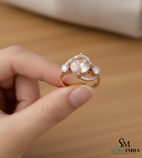 Doppelter Smaragd-Ring in offenem Design aus 14 Karat Gold – Band mit quadratisch und rund geschliffenen grünen Edelsteinen