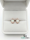 Oval Opal & Diamond Stud Earrings Elegant October Birthstone Opal Earrings for Women