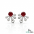 Dainty Round Ruby Flower Earrings Diamond Accent Gold Stud Earrings