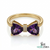 Doppelter Smaragd-Ring in offenem Design aus 14 Karat Gold – Band mit quadratisch und rund geschliffenen grünen Edelsteinen