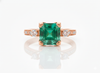 Classic Octagon Cut Natural Emerald 4 carat Engagement Ring in 14K Gold Promise Ring