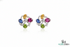 Luxury Multi-Stone Gold Stud Earrings with Diamond Accents