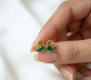 Minimalist Pear Emerald Gold Everyday Studs - Birthday Gift For Wife