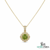 Antique Inspired Peridot Floral Pendant with Diamonds - Elegant Statement Jewelry