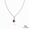 Pear Cut Ruby & Diamond Drop Necklace in 14k and 18k Gold