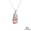 Elegant Pear-Shaped Morganite Diamond Halo Pendant – teardrop morganite pendant