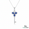 Natural Oval Tanzanite Key Pendant with Diamond Halo