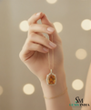 November Birthstone Cushion Cut Citrine Diamond Halo Pendant