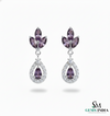 Marquise Cut and Pear Amethyst & Diamond Earrings Anniversary Gift for her