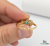Three Stone Emerald and Diamond Cluster Ring – Fine Gold Jewelry