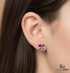 Rainbow Sapphire & Diamond Clover Stud Earrings - Fine Gemstone Jewelry