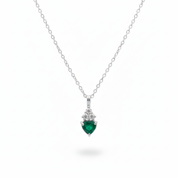 1.90 carat Natural Emerald Heart Pendant with Diamond Accents in 14k Gold