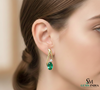 Classic Oval Emerald & Diamond Curved Drop Earrings