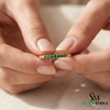Natural Emerald Half Eternity Ring in Solid 14K Gold – Minimalist Stackable Band for Women