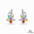 Multicolor Gemstone Flower Drop Earrings– Diamond Accent Floral Cluster Dangle Earrings for Women
