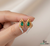Marquise Emerald and Diamond Leaf Drop Earrings in Gold – Natural Emerald Fine Jewelry