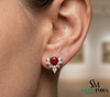 Round Ruby & Diamond Halo Stud Earrings Elegant Fine Jewelry Gift for Women