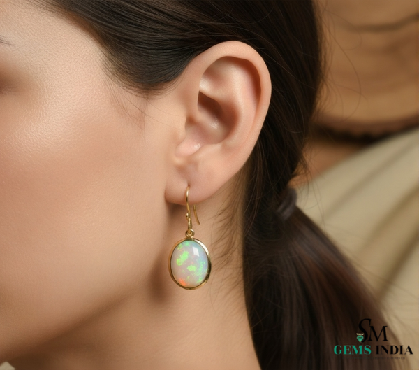 Elegant Oval Opal Drop Earrings – October Birthstone Jewelry