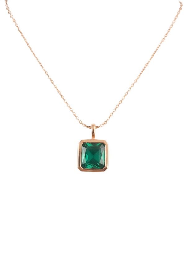 10.40 carat Modern and Elegant Natural Octagon Emerald Pendant in 14K Gold