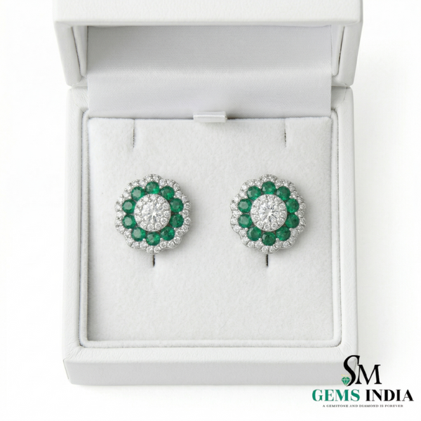 Minimal Curved Emerald and Diamond Earrings – Everyday Elegant Jewelry