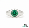 Men's Zambian Natural Emerald Ring: Vivid Green Solitaire, 18k Solid Gold